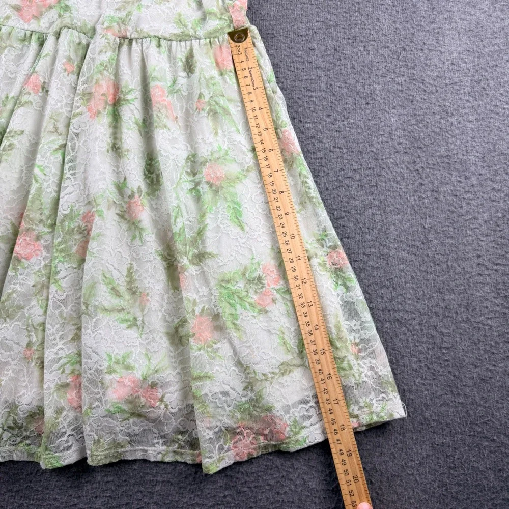 Disney Princess Floral Lace Off Shoulder Womens S Dress White Green Crochet Trim - Picture 7 of 8